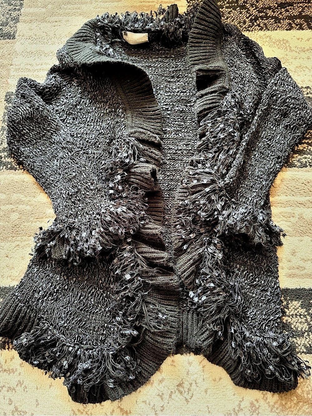 Bellissima Fashions Black Fringe Knit cardigan